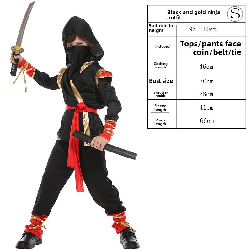 Halloween Children's Cosplay Outfit Children Ninja Party Role Play Costume Mysterious Warrior