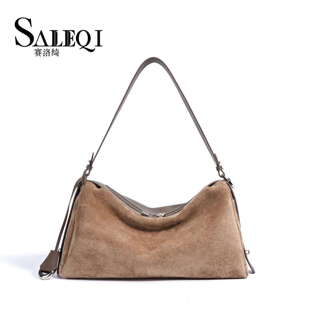 Matte Suede Cow Leather Big Casual Tote Women's Designer Brand Shoulder Crossbody Bag Genuine Grade Ladies New in Handbag