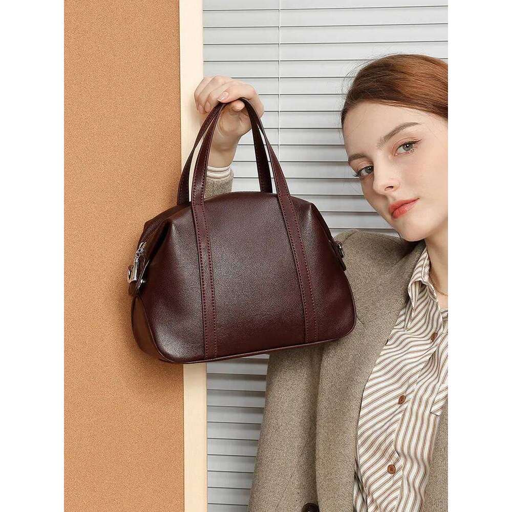 Female Cow Real Leather Crossbody Bags Women's Retro Cowhide Shoulder Boston Pillow Bag Lady Fashion Designer Handbags Suotong2509