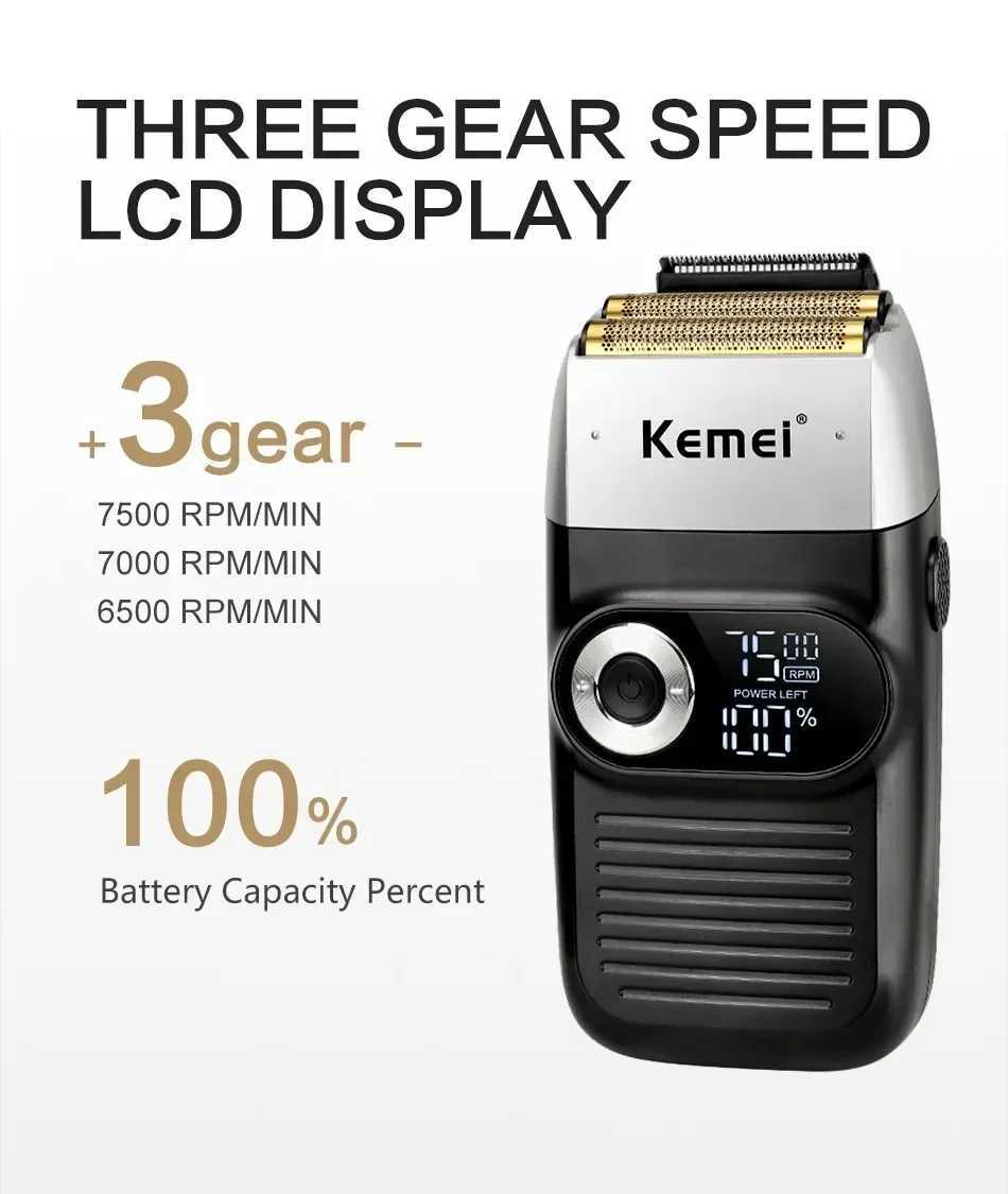 Kemei Km2026 New Hair Trimmer with LCD Display Electric Hair Clipper Shaver Men Hair Cutting Machine for Salon R250926
