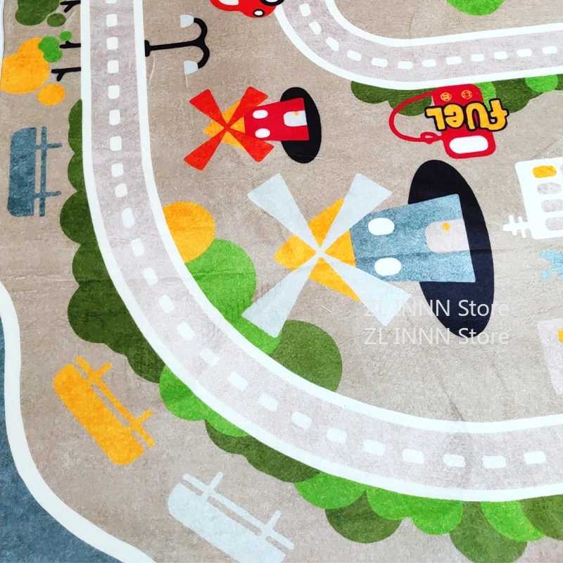 Thickened Flannel Carpet Living Room Childrens Bedroom Decoration Floor Rug Cartoon Road Play Mat Soft Tatami Carpets Nonslip C250926