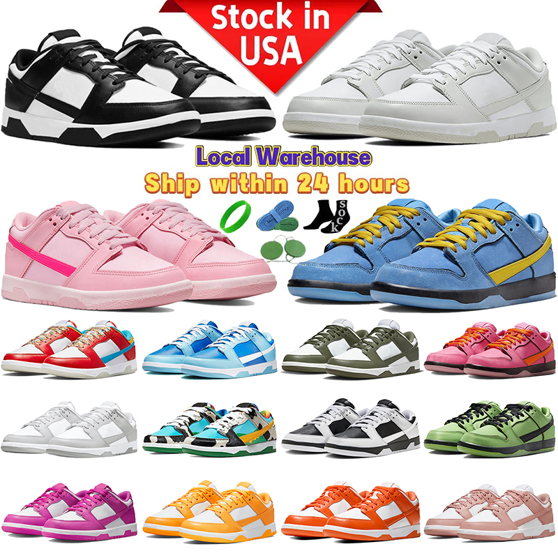 Designer Shoes Mens Womens Sneakers Running Shoes Casual White Black Panda Local Warehouse Shoe Lows Flat US Stocking Sports Outdoor Lace-Up Walking Trainers