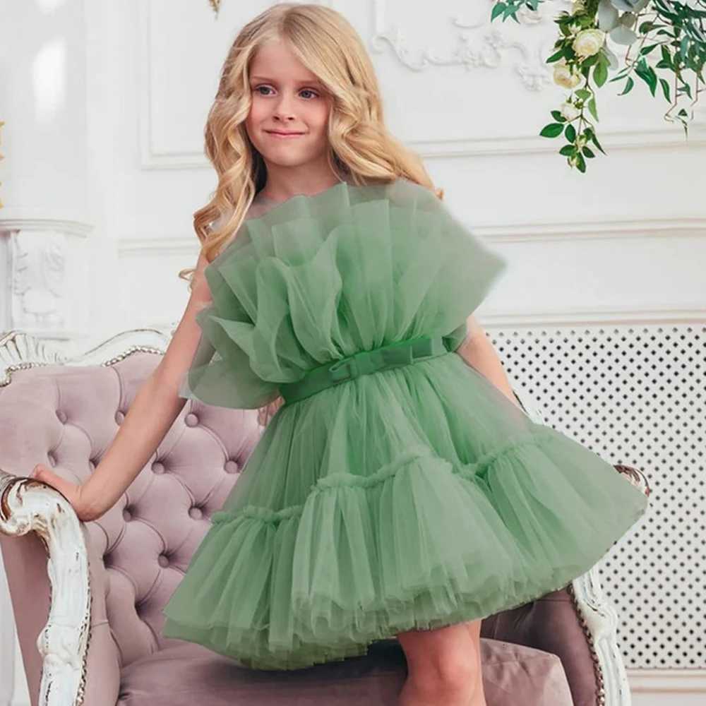 Fluffy Lace Bow Kids Party Dresses For Girls Children Costume Toddler Bridemads Princess Dress Girl Host Wedding Gown 310 Years Z250926