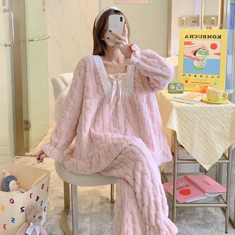 2024 New Autumn And Winter Ladies Coral Velvet Pajamas Cute Padded Thickened Pajamas Suit Flannel Homewear Suit Z250925
