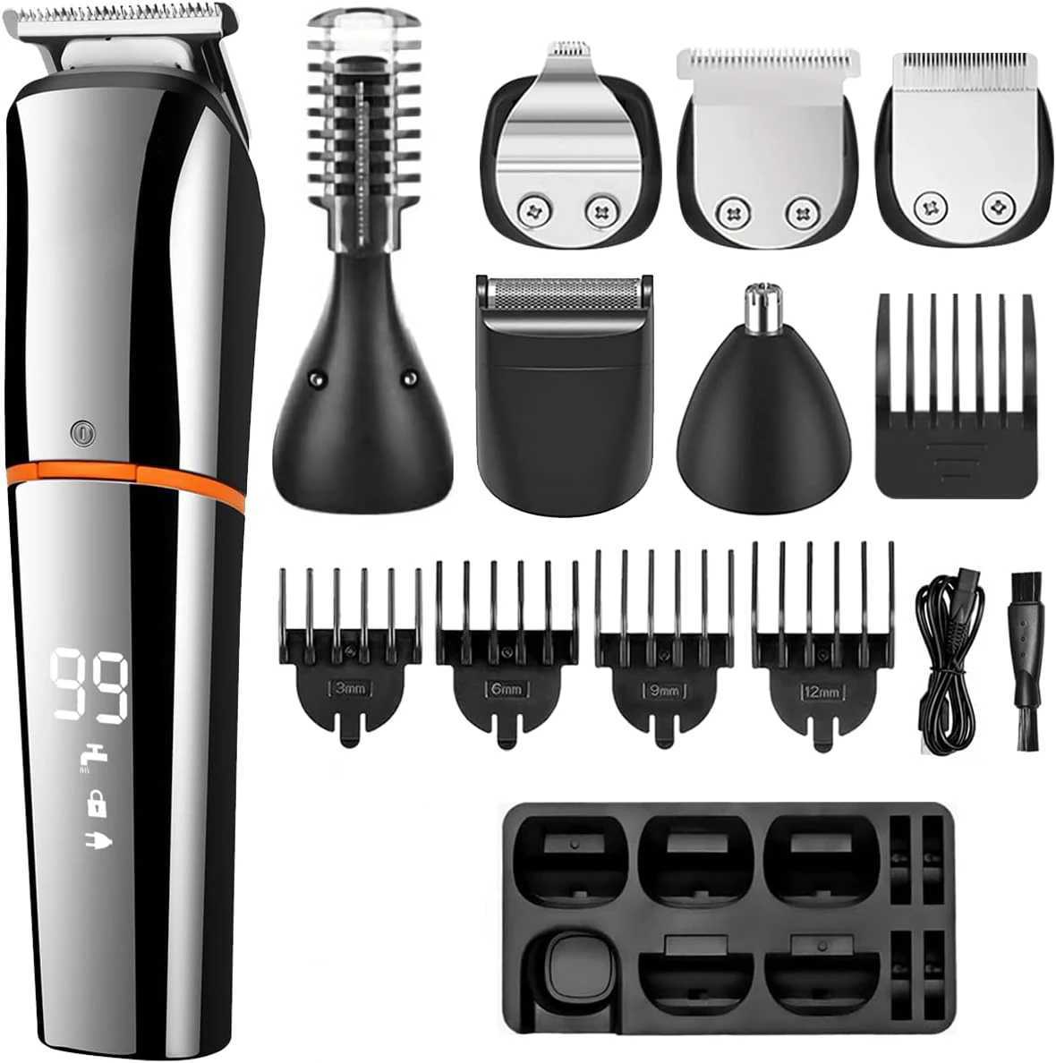 Beard Trimmer for Men 6 in 1 Hair Clippers Kit Waterproof Hair Cutting Machine for Beard Hair Body Nos Ear with Foil Razor R250926