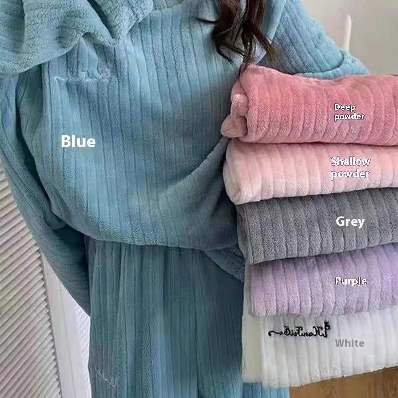 Winter Womens New Pajamas Homewear Suit Womens Fall and Winter Warm Clothes Coral Velvet Leisure Pajamas Padded Homewear Z250925