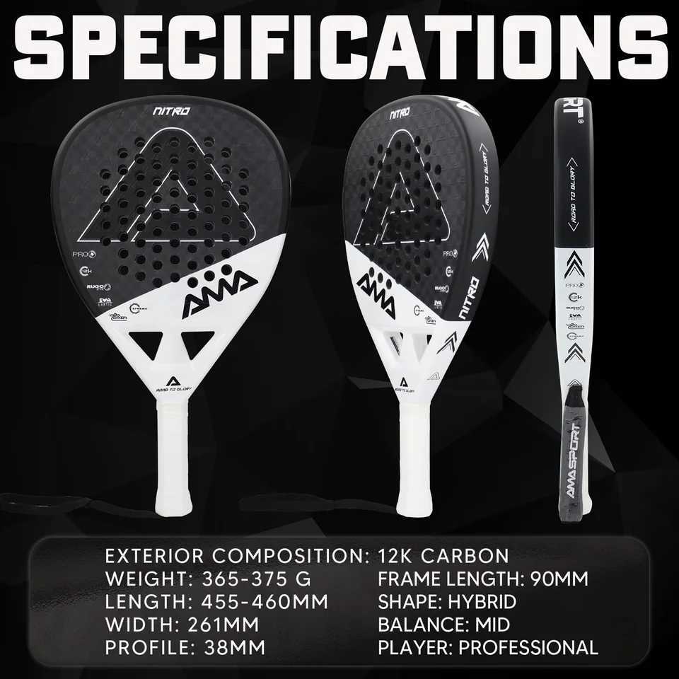 AMASPORT P4312K Padel Tennis Racquets With Cover AntiVibration System 3D Finish Surface Sports Equipment for Racquet Sports J250926