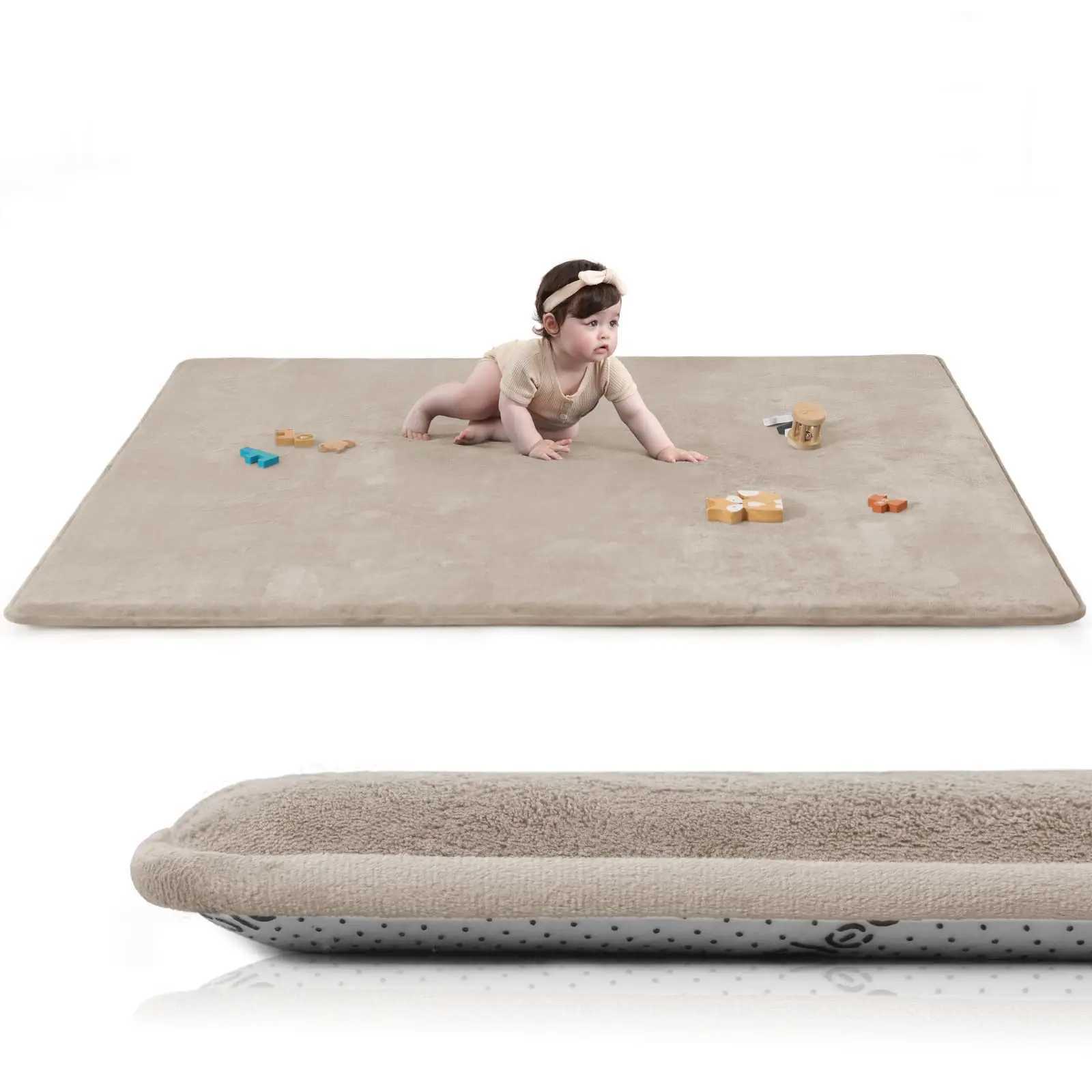 Large Solid Casual Nonslip Carpet Living Room Thick Foam Baby Play Mat Soft for Kids Coral Velvet Rug Yoga Mats C250926