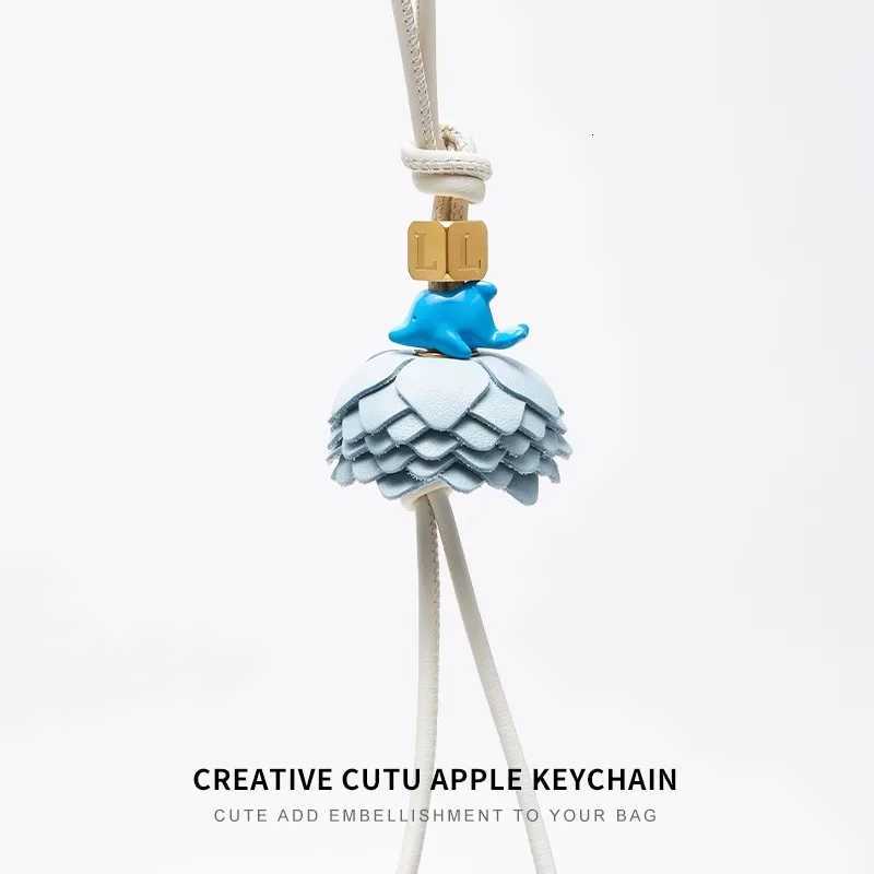 Luxurious Cowhide Bag Charm Handmade Rope Bag Charm Flower Leather Pendant Cute Car KeyChain DIY Decorative Charm Bag Accessories32 D250926