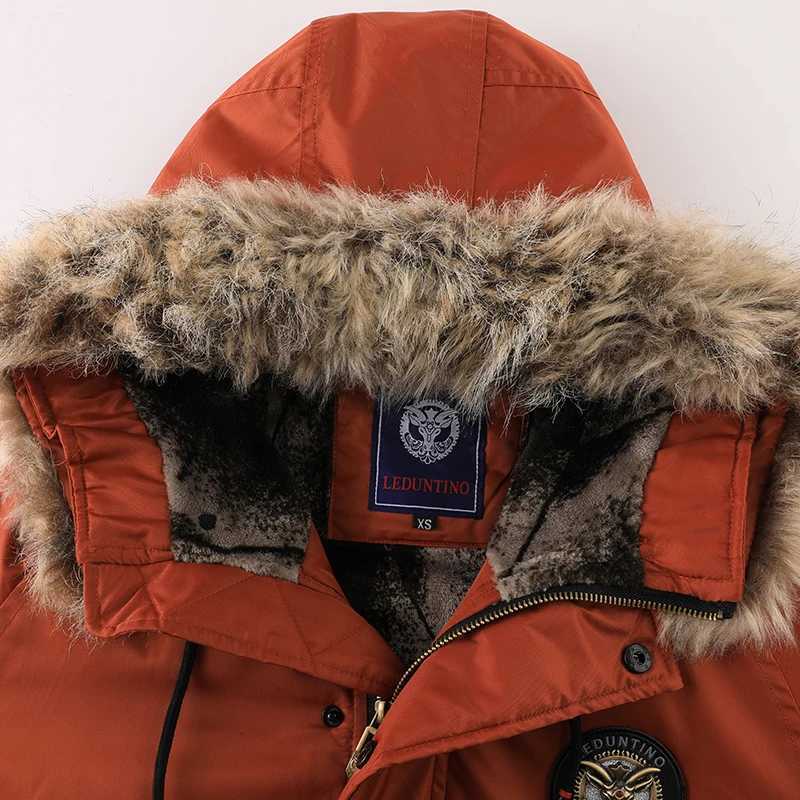 Mens Casual Winter Jacket Black Hooded Bomber Style Premium Faux Fur Hood Good Cold Insulation Decorative Badge Zipper W250926