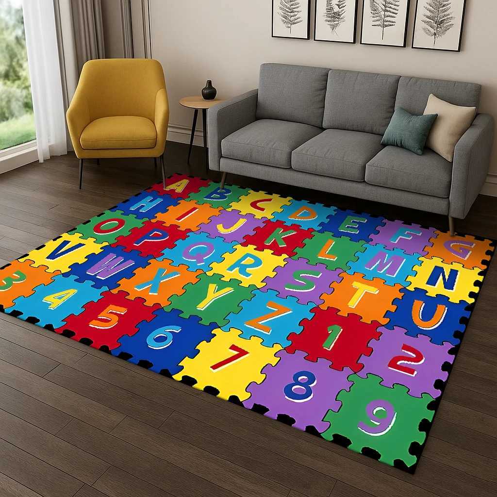 Childhood Early Education Letter Cartoon Game Carpet Rug for Living Room Sofa Home Bedroom Doormat DecorPlayroom Nonslip Mat C250926