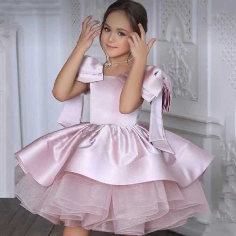Girls Party Dress Bow Bubble Sleeves Solid Color Fluffy Mesh Princess Birthday Formal Dresses H31201 Z250926