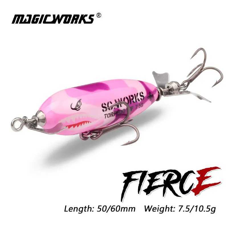 MAGIC WORKS 75g 105g Topwater Fishing Lure Whopper Popper Tail Spinner Pencil Lure Bass Artificial Bait for Fishing Pesca W250926