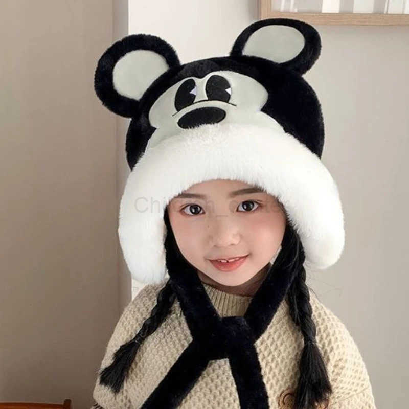Disney Mickey cute twodimensional scarf hat for autumn and winter windproof and warm pullover hat for elementary school student H250926
