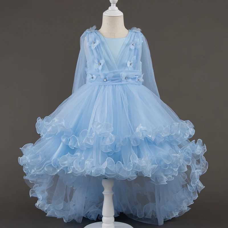 Girls White Pink Party Princess Dress Kids Girl Tailing Dresses for Wedding Birthday Ceremony Baby Girl Gown Z250926