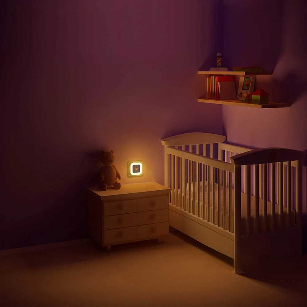 Wireless LED Night light with Motion Sensor EU UK Plugin Auto Dusk to Dawn Sensor Energy Efficient Lamp For Kids Children Home C250925