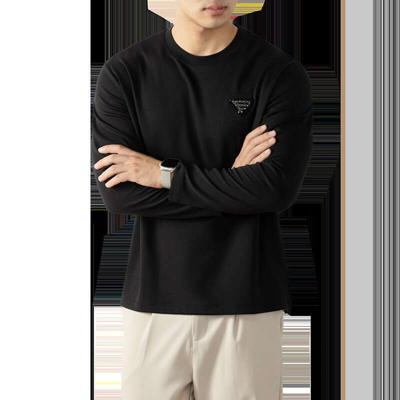 Designer High-End Brilliant Rhinestone High-End Cloud Modal Cotton Long Sleeve Men's Light Inner Wear Autumn Casual Top