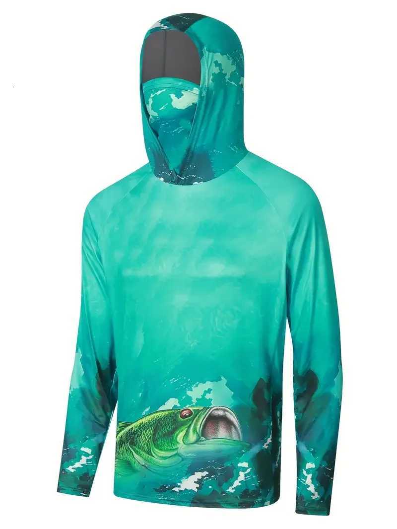 Fishing Shirt Hooded Men Fishing Clothes Outdoor Summer Mask Hoodie Sun Uv Protection Performance Jersey Z250926