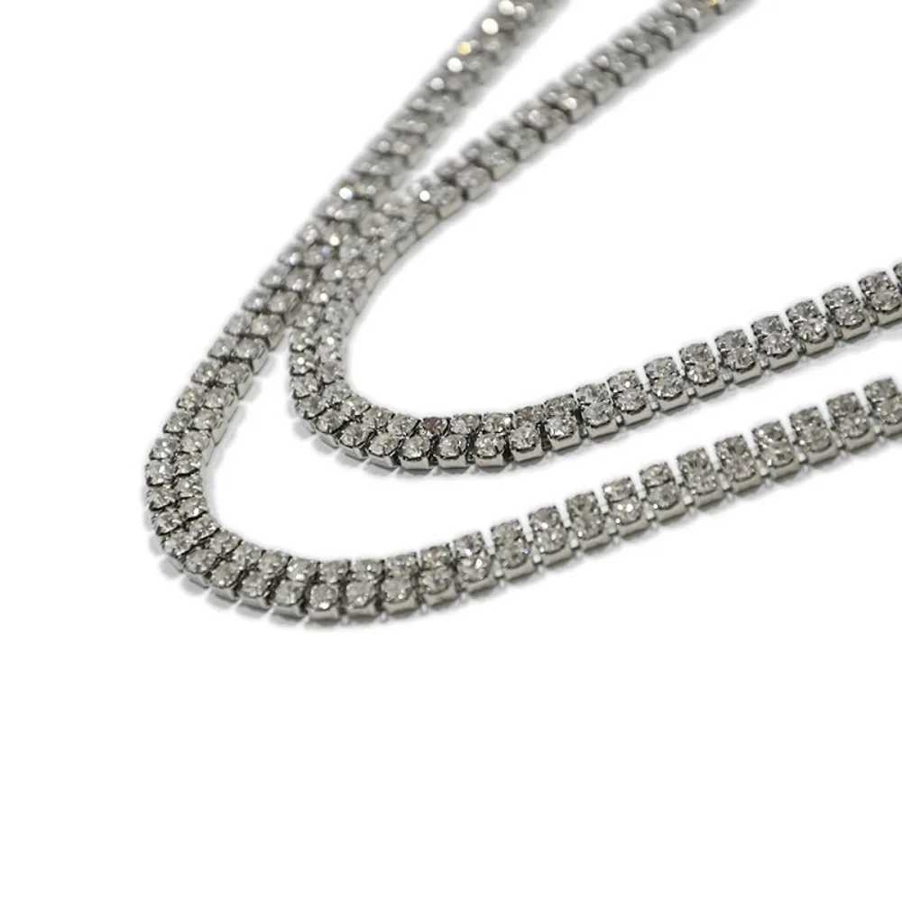 Women Silver Long Rhinestone Chain Belt Free Wrap Around Waist Chain L250926