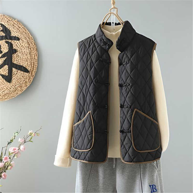 New Artistic Autumn Winter New Fashion Button Ethnic Sle Warm Down Cotton Vest Versatile Vest W250926