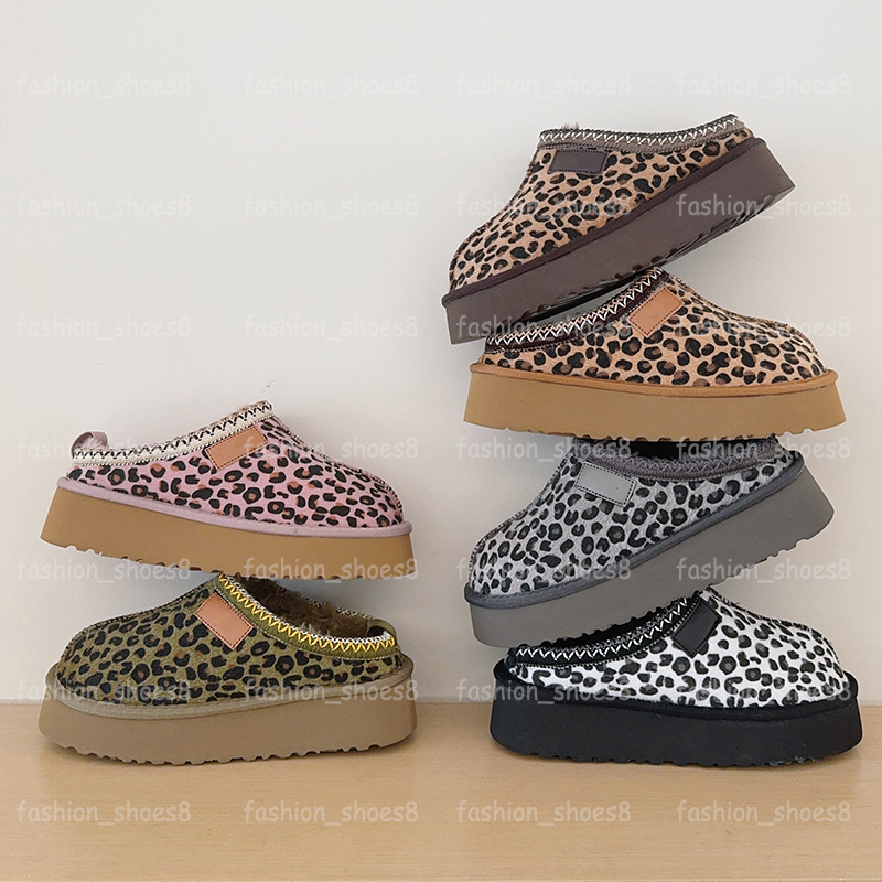 Designer Tasman Slippers Leopard Tazz Boots Ultra Mini Platform Boot Genuine Leather Women Mens Winter Fur Slides Snow Booties Mustard Seed Size 35-45