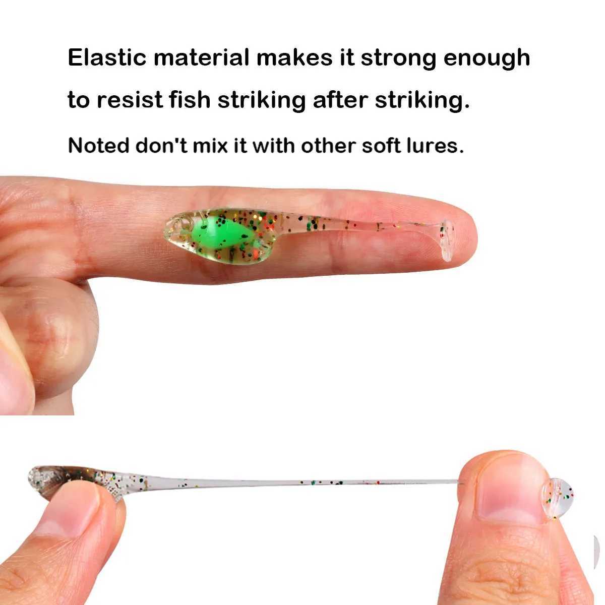 25pcslot Padd TTail Shad Ajing Fishing Lure 5cm 08g Rockfish Rubber Soft Lure Artificial Bait Bass W250926