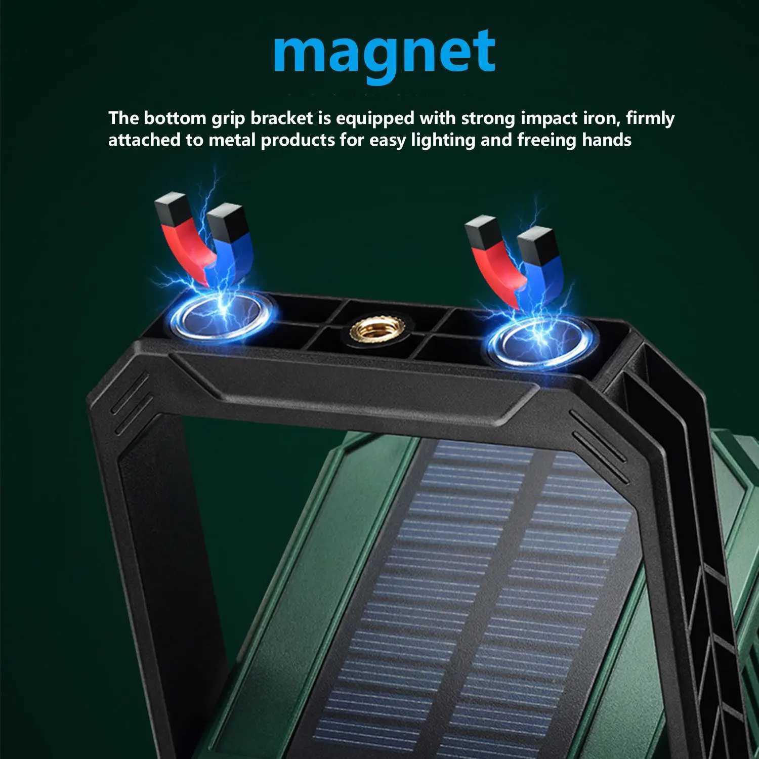 Rechargeable Hook Outdoor Emergency Camping LampSuper Bright Portable COB FlashlightSOLAR CHARGING Torch5 MODESMagnetic C250925