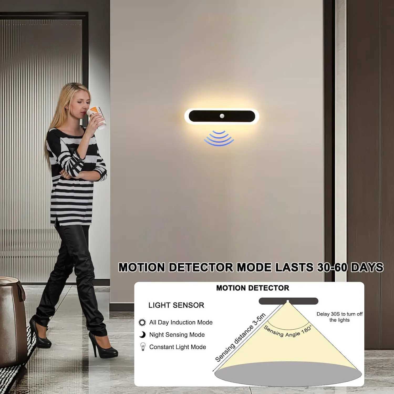 Indoor Wireless Hanging Wall Light with Motion Sensor Aisle Strip Night Light Decoration Rechargeable Wall Light C250925
