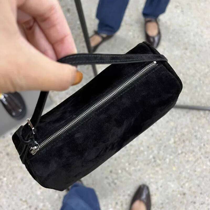 Niche Design Mini Suede Women's Pillow Genuine Leather Armpit Hobo Designer Square Pencil Pouch Clutch Tote Bag