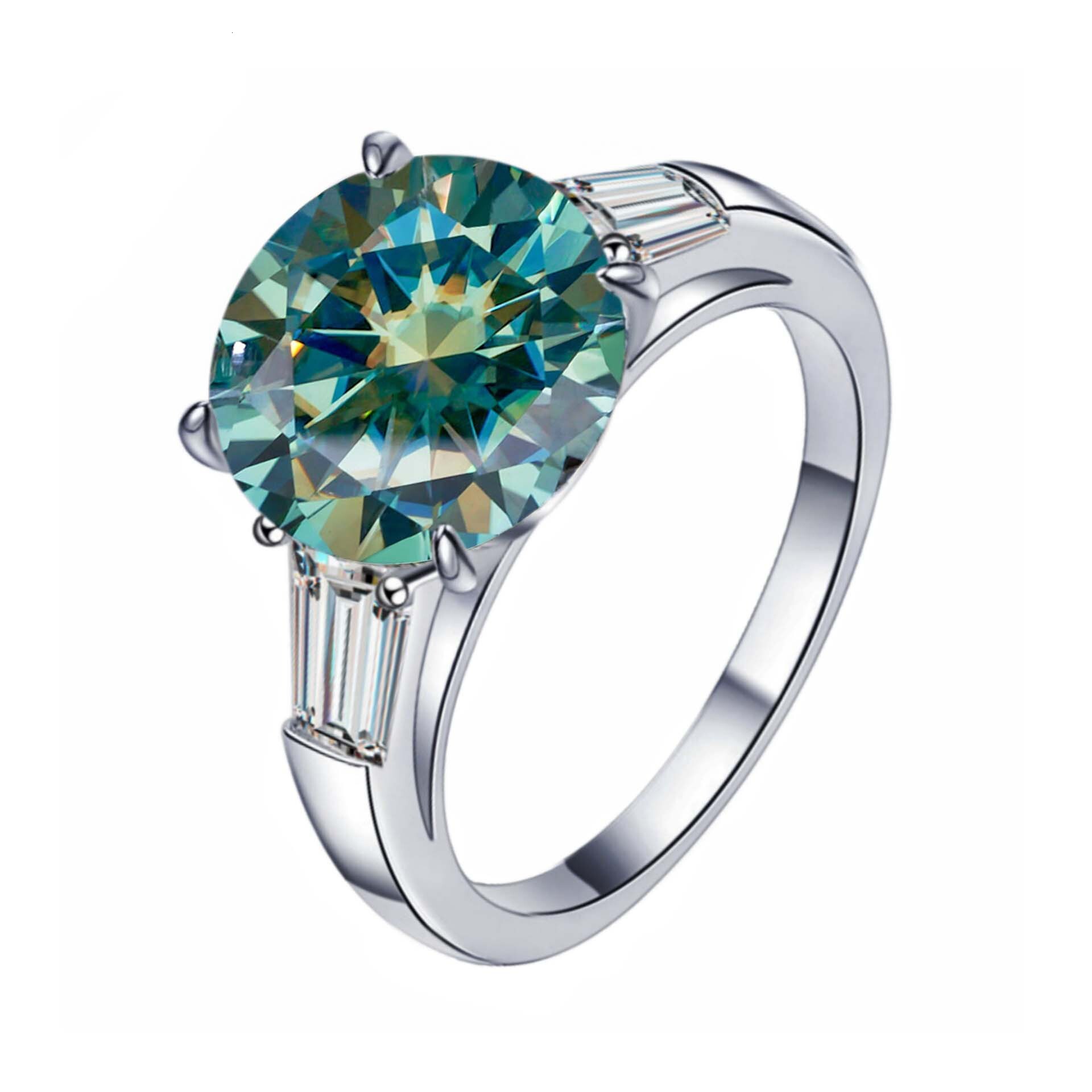 S925 Sterling Silver 5 Carat Round Moissanite Ring for Women Elegant and Luxurious High-End Engagement Ring