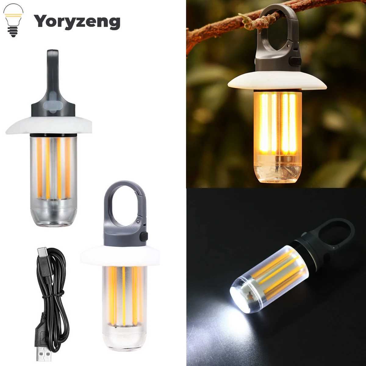 Portable USB Rechargeable LED Camping Work Light Lantern Flashlight Waterproof Super Bright Outdoor Handheld Lamp With Hooks C250925