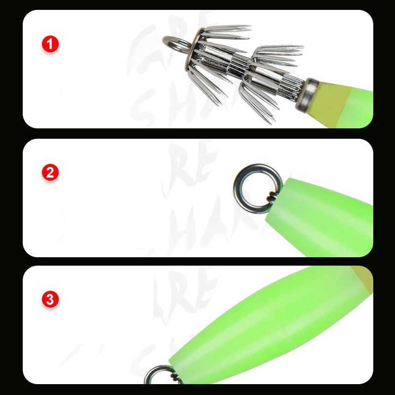 5pcsbag 14g 32need Luminous Squid Jig Hook Glow Squid Jigs Hook Cuttfish Fishing Hook Sea pesca Fishing Bait W250926