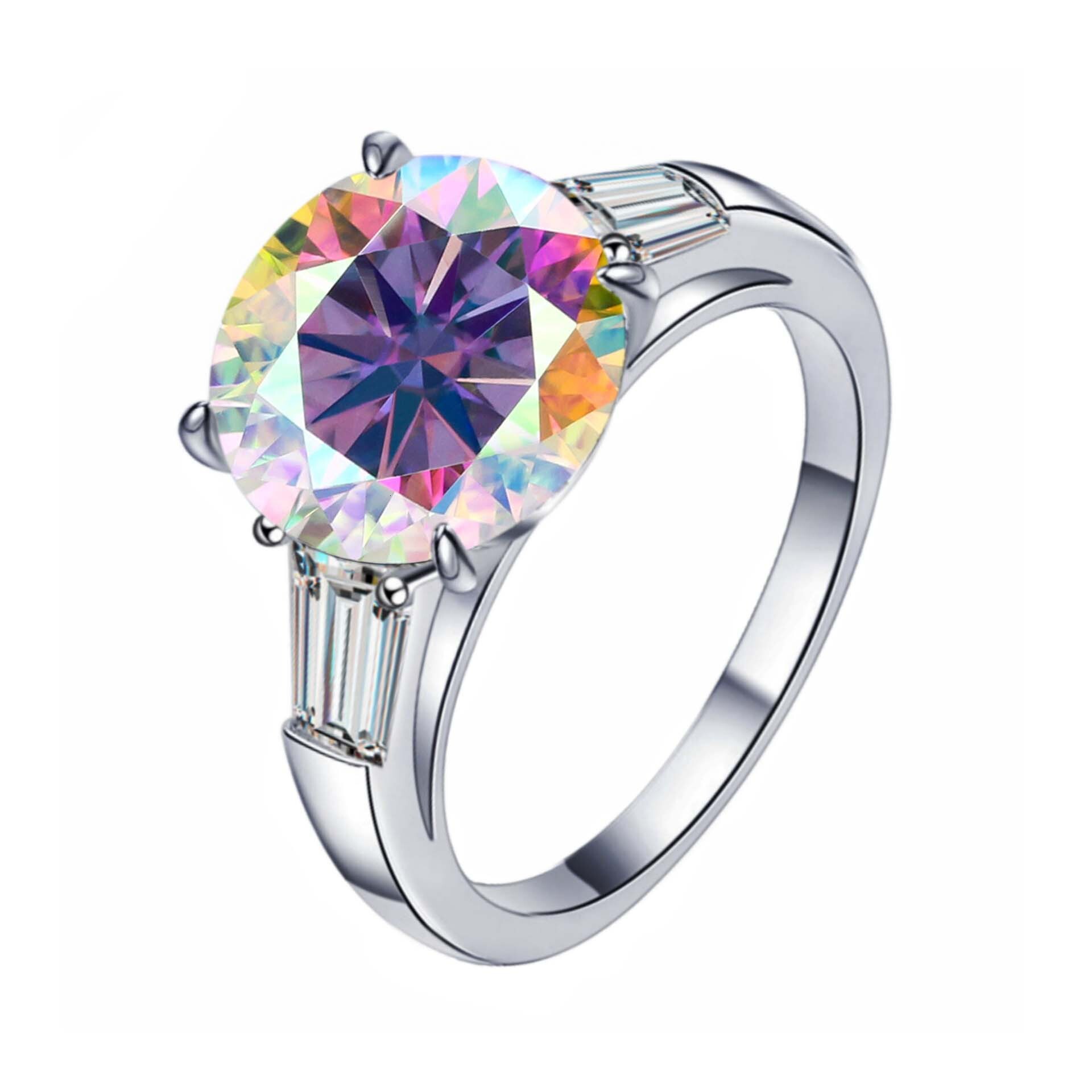 S925 Sterling Silver 5 Carat Round Moissanite Ring for Women Elegant and Luxurious High-End Engagement Ring