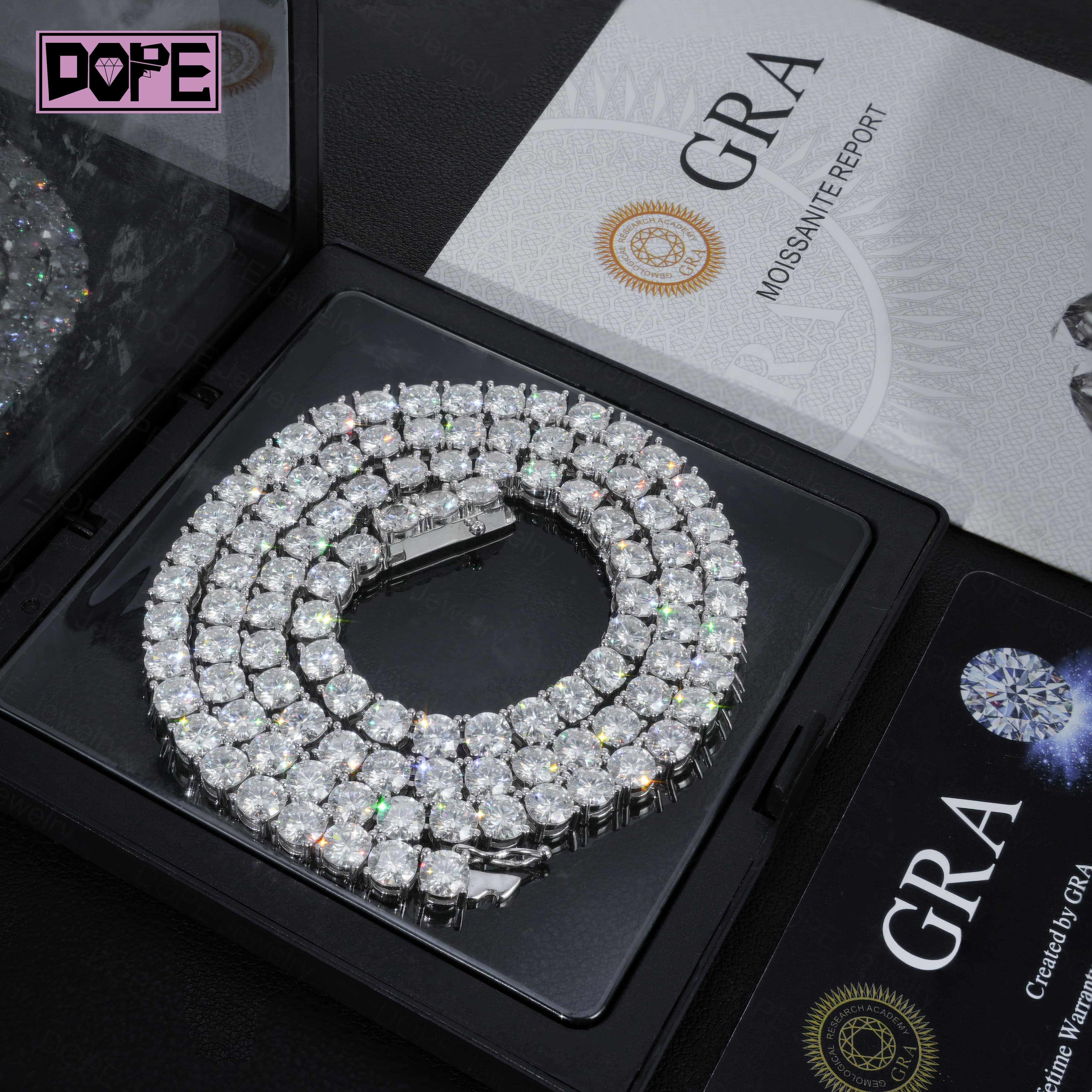 3mm 4mm 5mm Tennis Chain Iced Tennis Necklace Anti Tarnished GRA Certified VVS Stainless Steel Tennis Chain