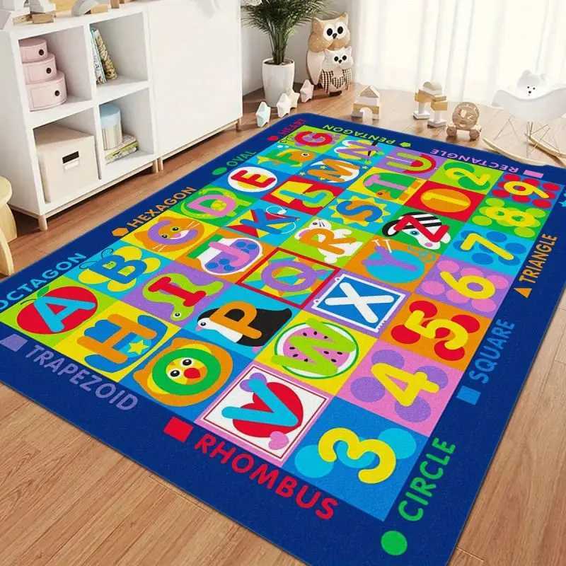 Funny Educational Printed Carpet for Kids Bedroom Decor Letters Numbers Floor Mat Nonslip Home Living Room Area Rugs Doormat C250926