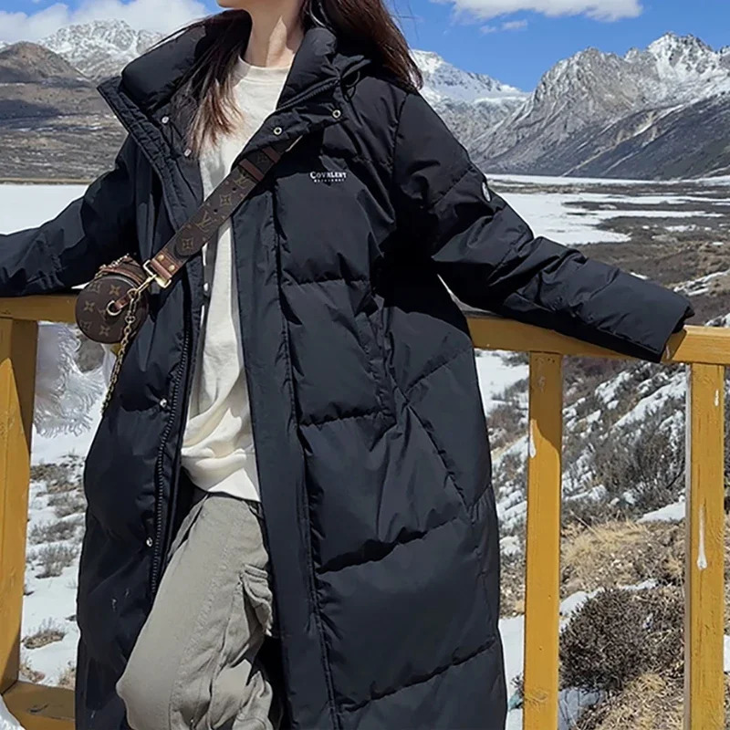 Turtleneck Thicken Down Coat oversize Loose Coat Zipper Pockets Long Coat Casual Parkas For Women 250917