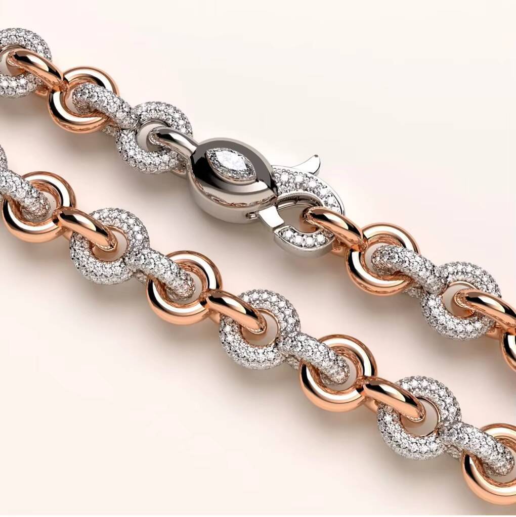 9K18K Gold Hip Hop Cuban Chain Cross Sword Pendant CVD Lab Grown Diamond Mens Necklace Set with IGI 20 Deposit