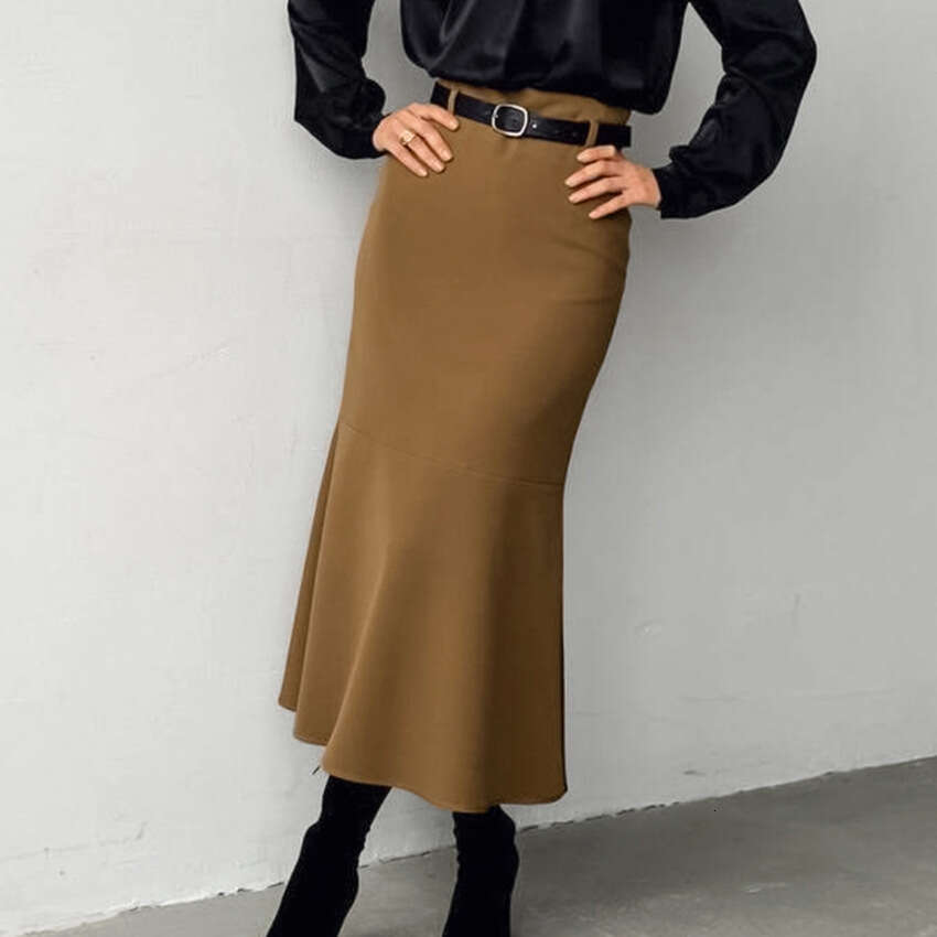 Brown French Style Mermaid 2025 Autumn Winter Elegant Draped Blazer Mid-Length Dress High-End Women's Fashion