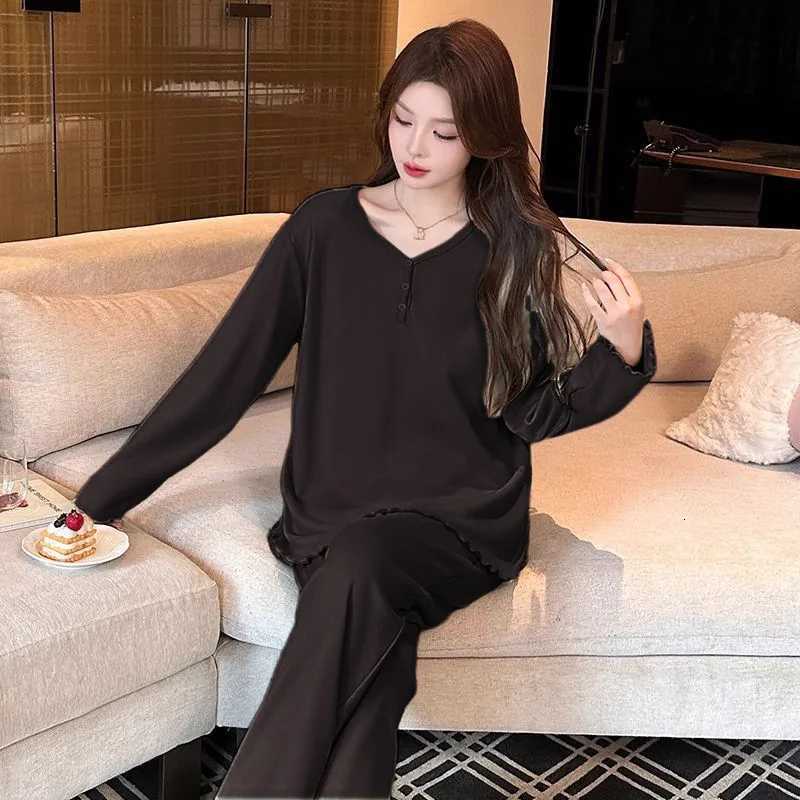 Pyjamas Set Women Velvet V Neck Girls Pajamas Sets Full Sleepwear Comfortable And Breathable Warm and Thick Velvet Home Clothes Z250925