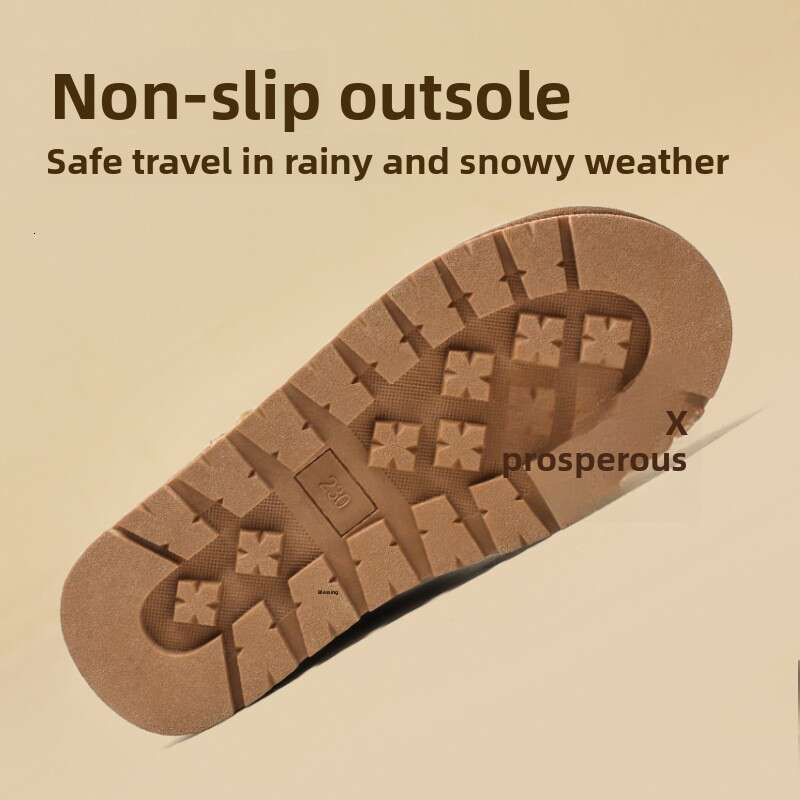 Sheepskin Thick-Soled Snow Boots for Women, Mid-Calf, Warm Fleece-Lined Winter New Cotton Shoes designer shoes