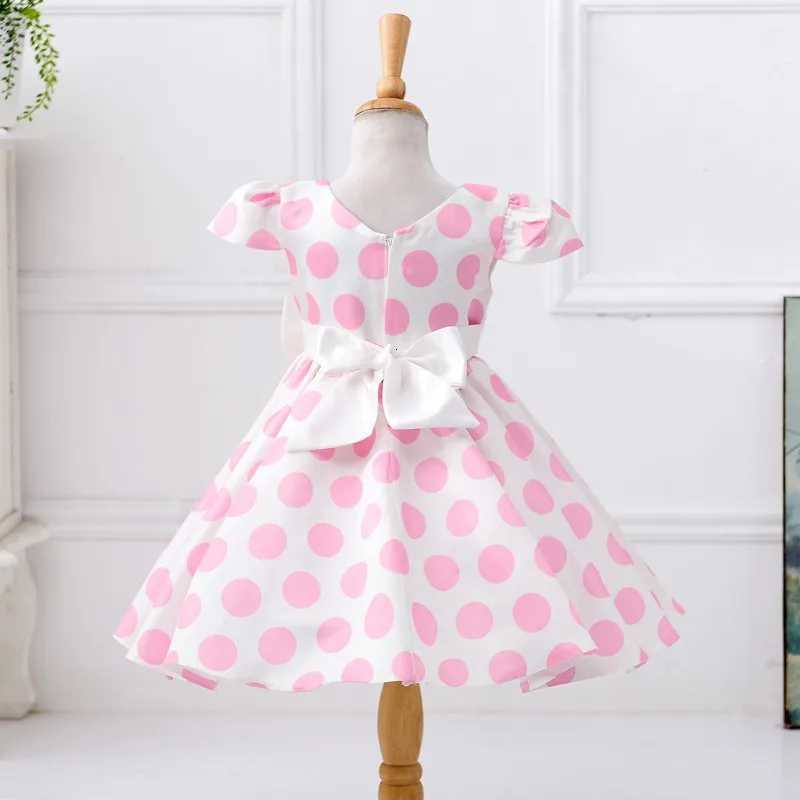 Summer Baby Girl Short Sleeve Bow Princess Dress for Girl Polka Dot Big Red Party Wedding Dresses Kids Clothes Children Costumes Z250926