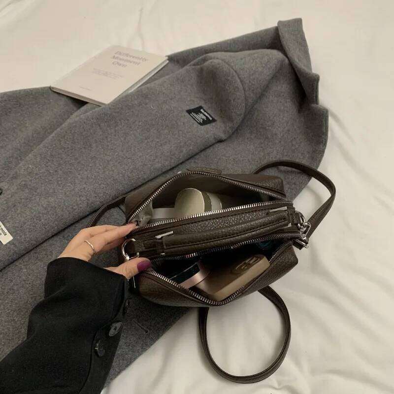 new Fashionable Crossbody Women's PU Leather Simple High Quality Tote Bag Vintage Boston Handbag Female Shoulder Bags