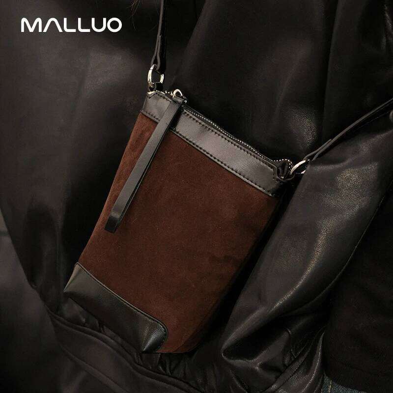 Autumn And Winter Women's Genuine Suede Mini Bucket Bag, Designer Handbags, Top-Grain Leather Commuting Crossbody Bag 250912 Suotong2509