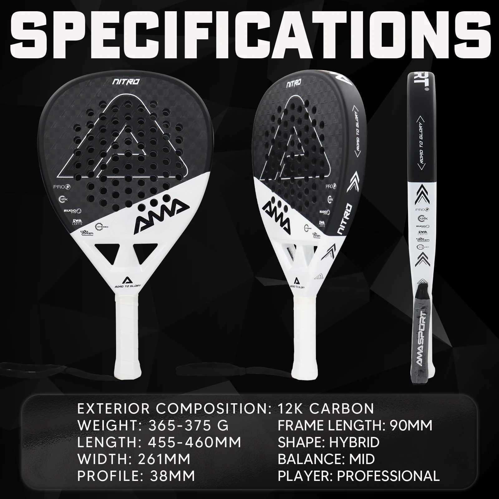 AMASPORT 3K12K18K Padel Tennis Racquets Lightweight Pop FC Paddle Racket With Soft Grip Color Suitable For Beginner J250926