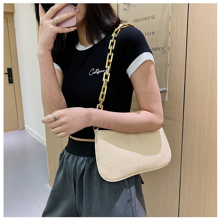 2025 Autumn/Winter Women's New Texture Bag French Personalized Light Luxury Retro Style Stone Pattern Handbag Fashion Chain Shoulder Bag Designer