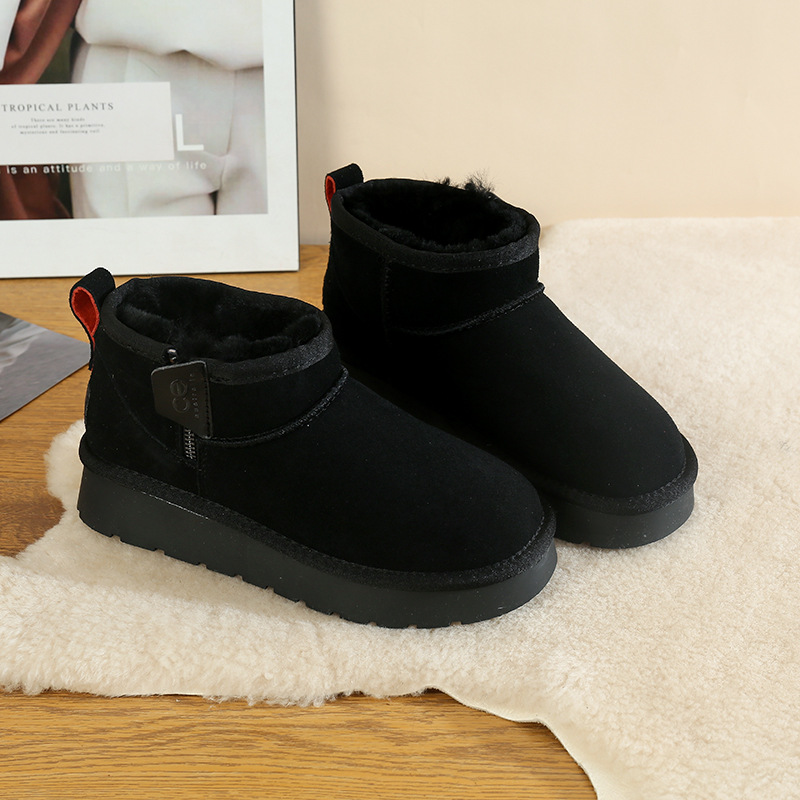 CE designer shoes Free shipping oxhide affordable luxury Winter anti slip snow boots with thick plush cotton shoes High structural rigidity