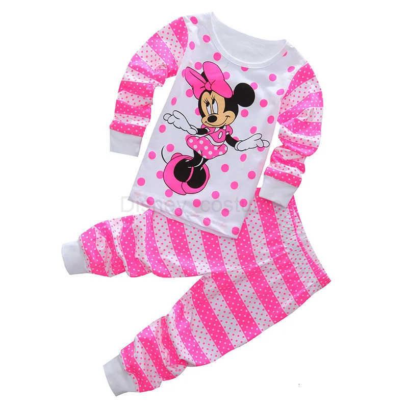 Disney New Girls Long Sleeve Pyjamas Kids Minnie Pajamas Baby Cotton Pijama Children Sleepwear Girls Clothing Sets Baby Wears H250926