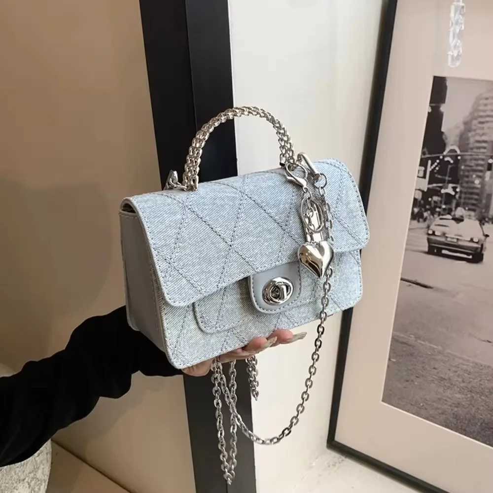 Oneshoulder Womens Fashion Highend Portable Small Square Bag Denim Rhombus Chain Versatile Crossbody Bag for Women Z250926