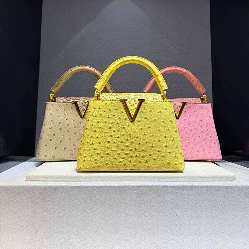 Designer Brand New High Quality Leather Handbag For Women Fashion Ostrich Print Single Shoulder Crossbody Bag Hot Sale