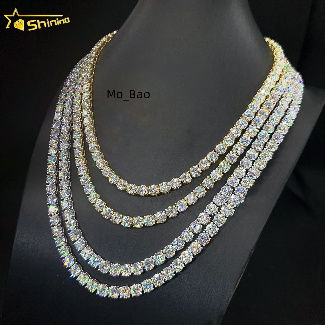 Wholesale 65MM Hip Hop Iced Out S925 Sterling Silver DVVS Lab Diamond Moissanite Tennis Chain Necklace Pass Diamond Tester
